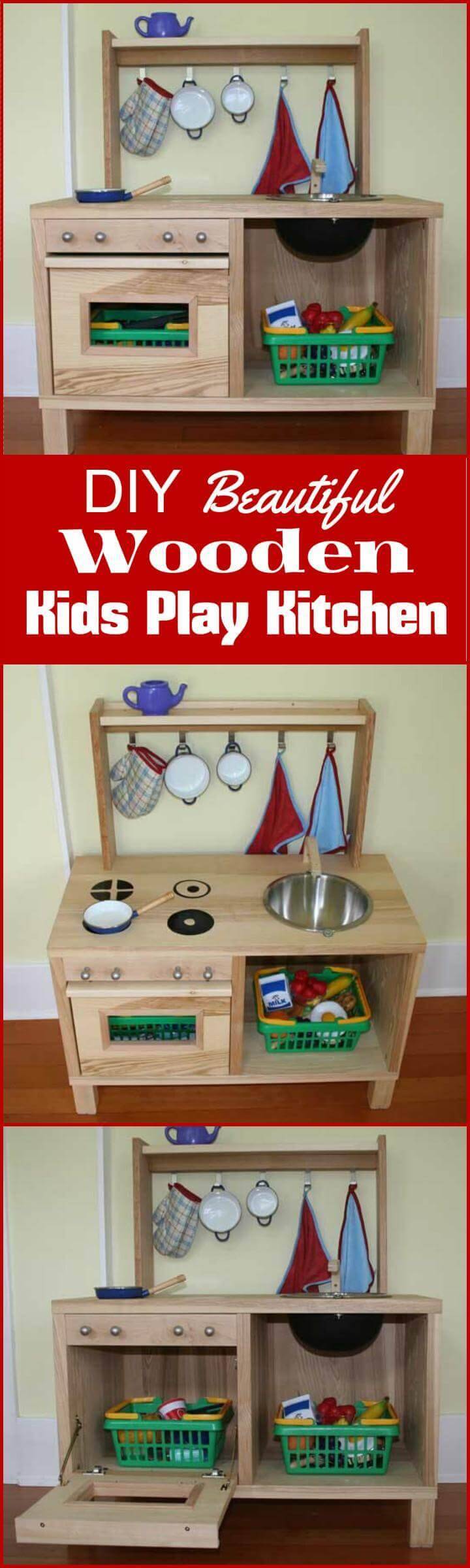 homemade wooden kids play kitchen